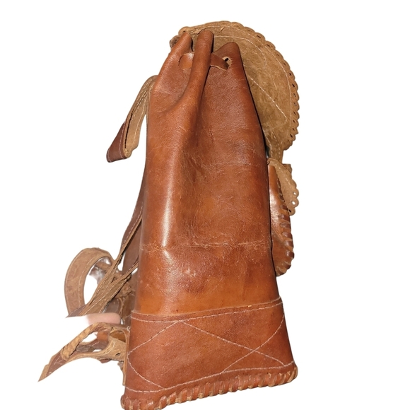 Rustic Handmade Leather Backpack - Picture 3 of 13